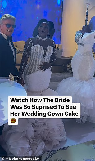 The lavish bakers poked fun at their work by sharing a video of the huge wedding cake falling from the sky.