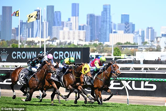 The homecoming took place before race 7 (pictured winner Robbie Dolan riding Knight's Choice in race 7)