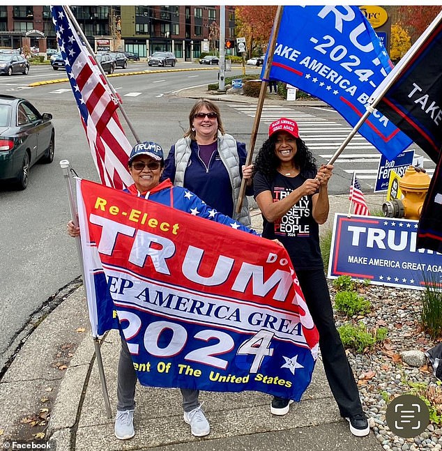 Marry Jennings, left, and Gina Powell, right, were campaigning for Trump before the election.