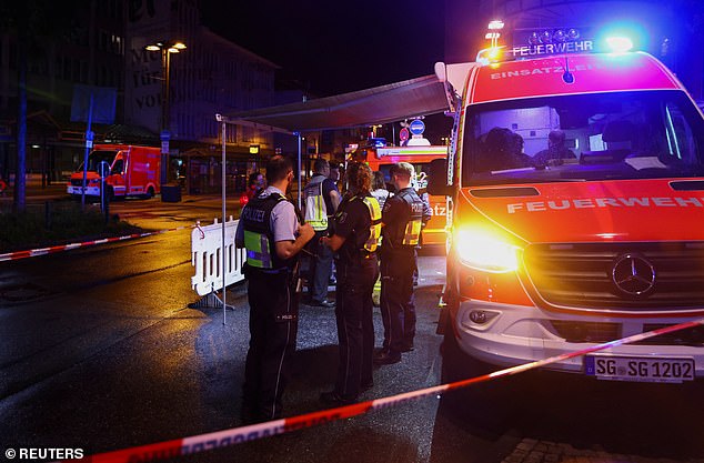 The new rules were introduced by the government in August in response to a fatal stabbing at a festival in the western city of Solingen. The image shows police officers securing the Solingen attack area after a man accidentally stabbed passers-by with a knife.