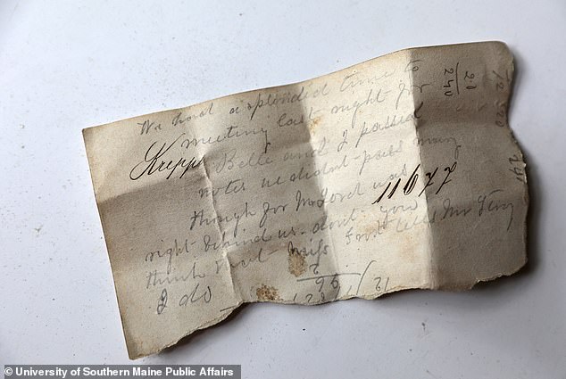 'We had a great time meeting last night as Belle and I passed notes. We did not pass much, however, for Mr. Lord was right behind us,” reads this mysterious note