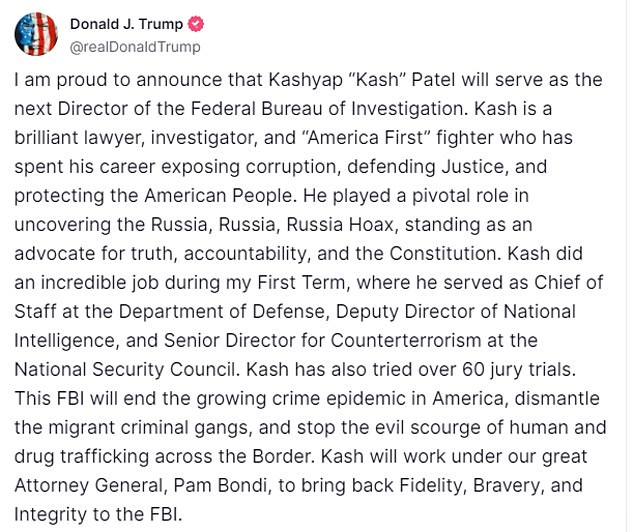 1733083058 288 Trumps FBI director pick Kash Patel sends shockwaves through DC