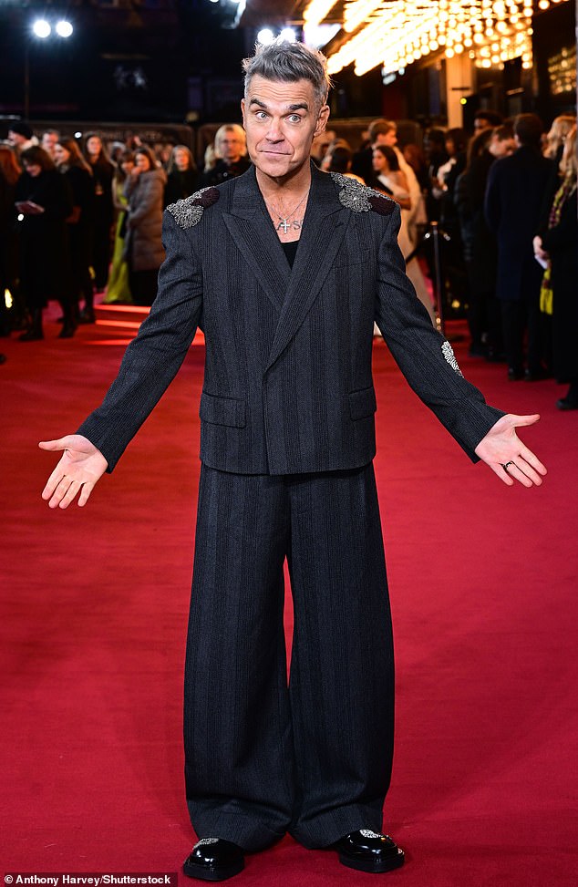 Robbie at the London premiere of his new hit biopic, Better Man, which forces him to reflect on past mistakes, of which there have been many