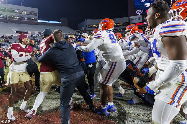 Florida and FSU players also punched and shoved each other in uglier scenes