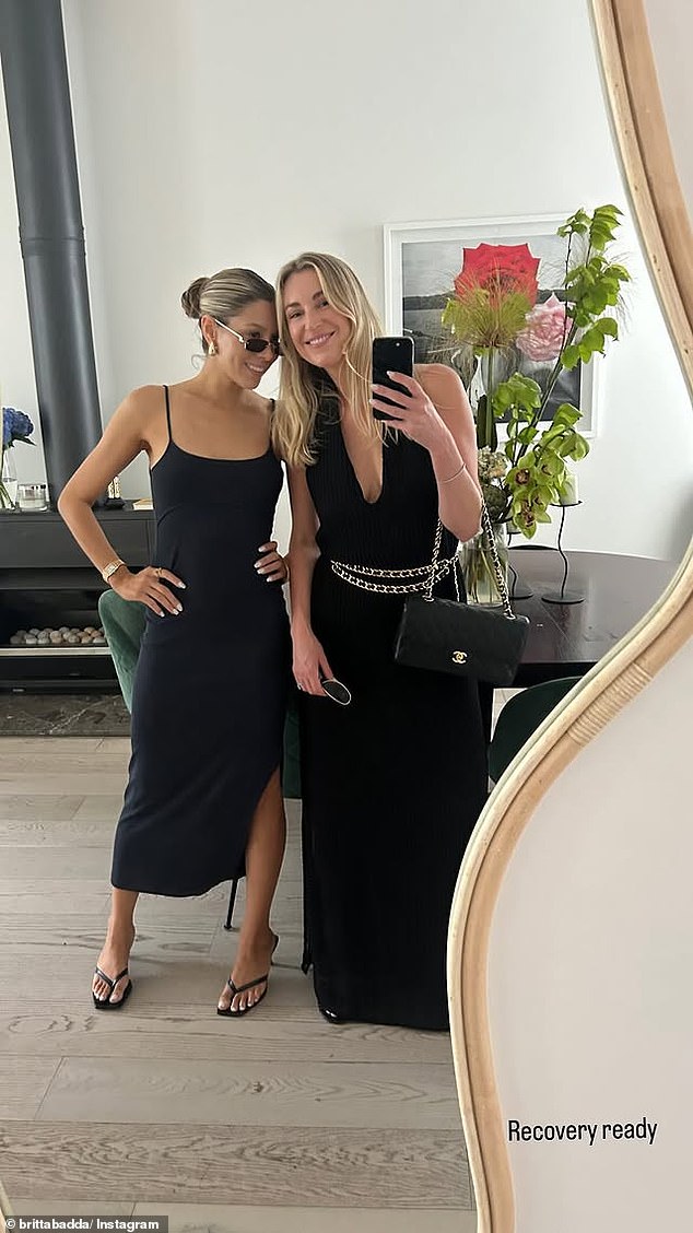 Writer Kristina Macourt (left) and Monday Suits general manager Britt Gallagher (right) flaunted their bodies in long black dresses.