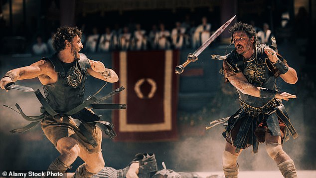 Gladiator II, starring Paul Mescal, Pedro Pascal and Denzel Washington, battled to third place, earning an estimated $44 million over the five-day period.