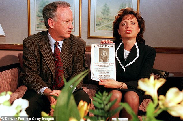 John and Patsy Ramsey, the parents of JonBenét Ramsey, meet with a small select group of local Colorado media after four months of silence in Boulder, Colorado in May 1997.