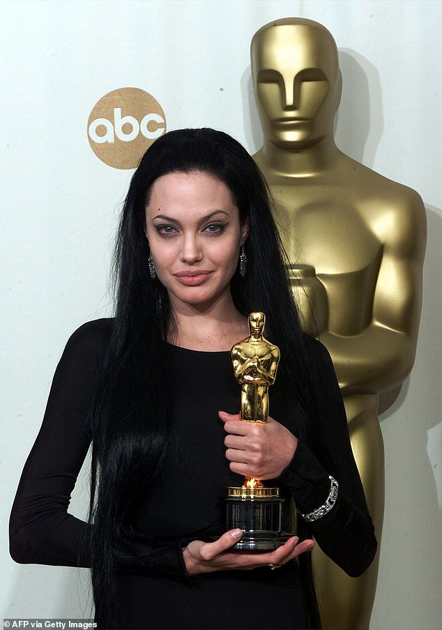 Jolie's career includes an Oscar for Best Supporting Actress for her role in the 1999 film 'Girl, Interrupted'; In the photo with his Oscar.