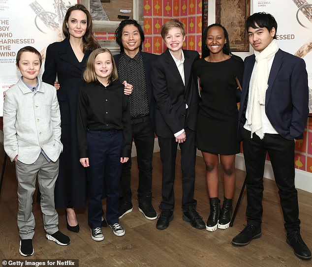 In another part of the interview she shared that, unlike Callas, she is not a lonely person, thanks to her large family; seen with her six children, Maddox, 23, Pax, 21, Zahara, 19, Shiloh, 18, as well as twins Knox and Vivienne, 16, in 2019