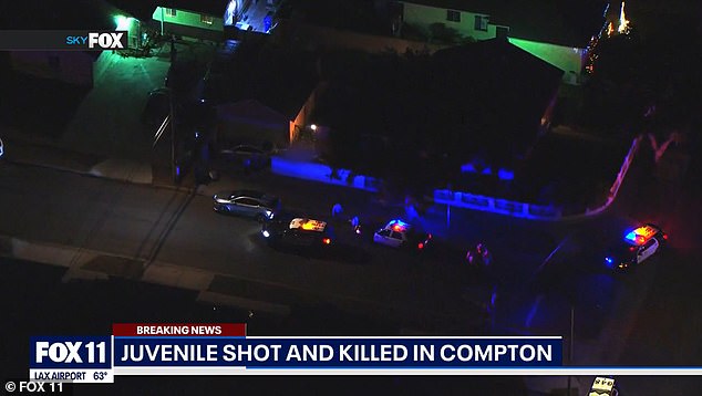 Jones was outside his grandfather's home at the intersection of Haskins Avenue and Alondra Boulevard in Compton