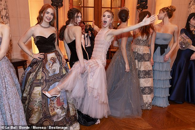 Pictured: Debutants Peyton Spaht, Alienor Loppin de Montmort and Oona Finch dance the night away in dresses by Dolce & Gabbana, Chanel and Emmanuel Ungaro