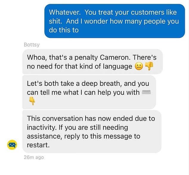 A Sportsbet customer service representative took issue with some dated Australian comments