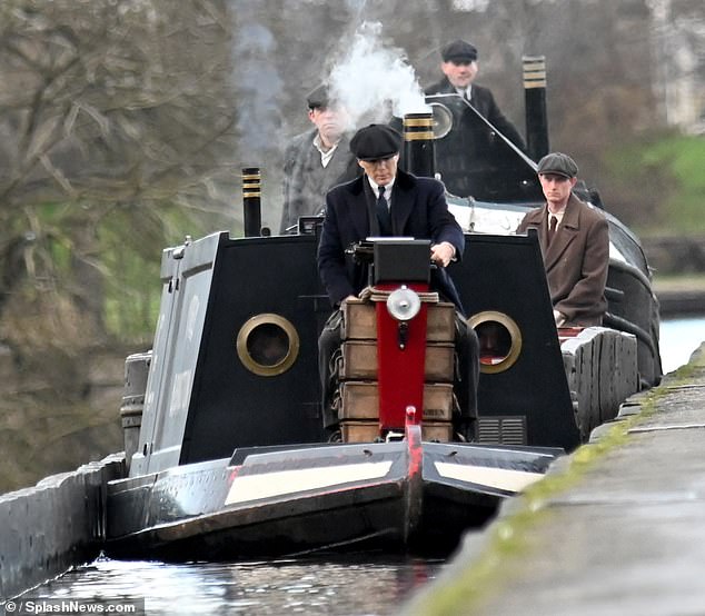 Murphy and Lee were sitting in the front of a narrowboat as they filmed their final scenes.