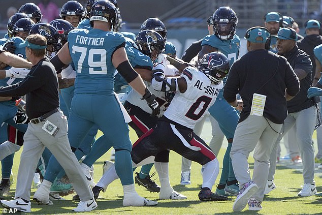 Al-Shaair had to be removed from the field by stadium security and Texas staff