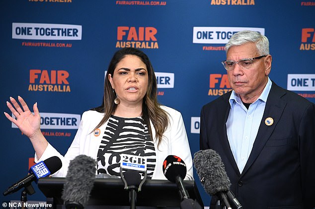 Warren Mundine (right with Jacinta Nampijinpa Price) described the company's apology on Monday as 