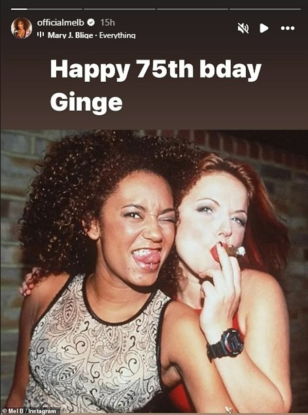 Mel mocked Geri by wishing her a 'Happy 75th Birthday' online alongside a series of unflattering photos from her heyday.