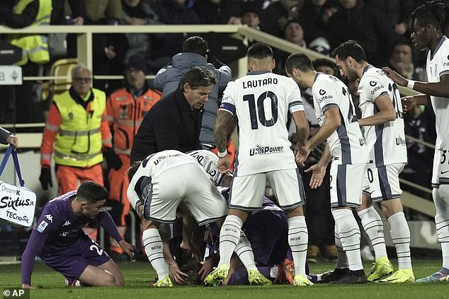 In heartbreaking scenes, players from both sides formed a circle around Bove as medical staff tended to him before rushing him to hospital.