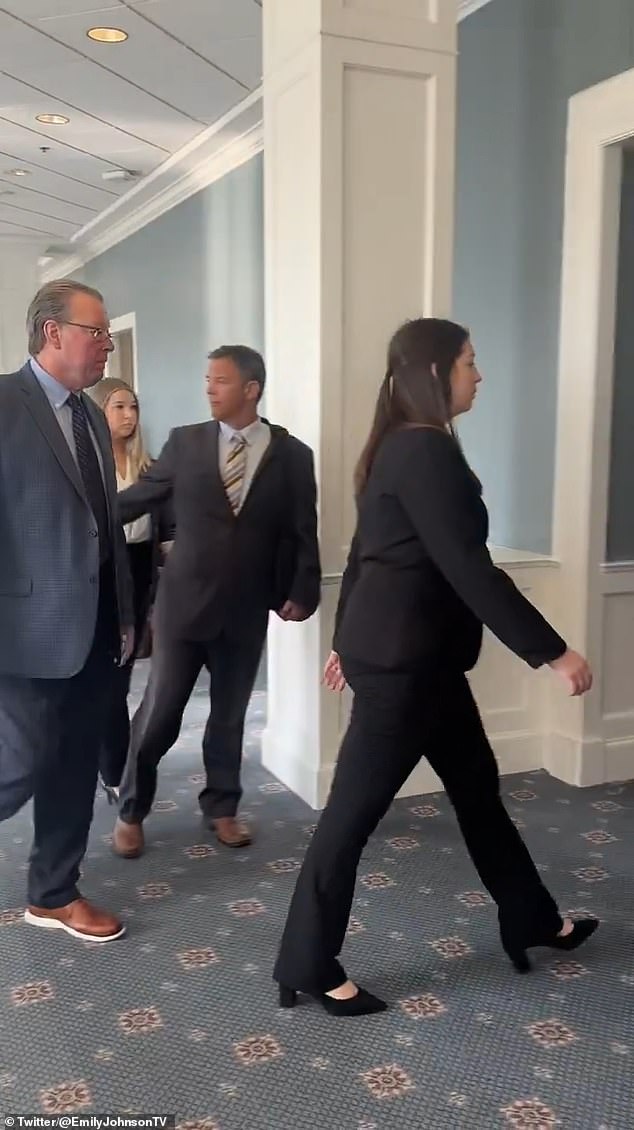 The footage, shared on X by Emily Johnson and now deleted, shows her walking with her legal team