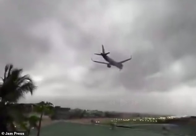 The plane had attempted to land during a cyclone on Saturday but was forced to reconsider