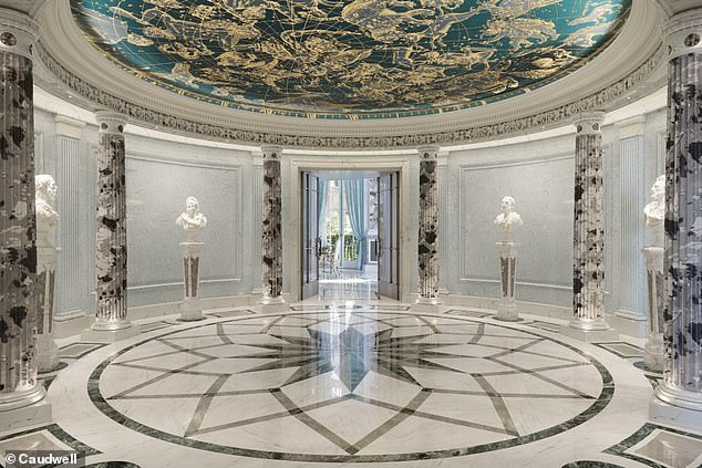 The scheme, which will be completed in spring 2026 after six years of construction, will easily surpass London's previous record, the £1.3bn One Hyde Park development in Knightsbridge. Pictured: the ground floor of 1 Mayfair.