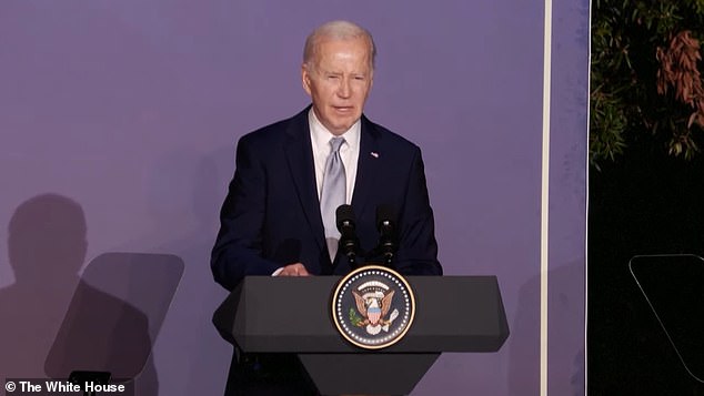 Biden said at least twice after the conviction over the summer that he would not forgive his son. Pictured: At a press conference, Biden said: 