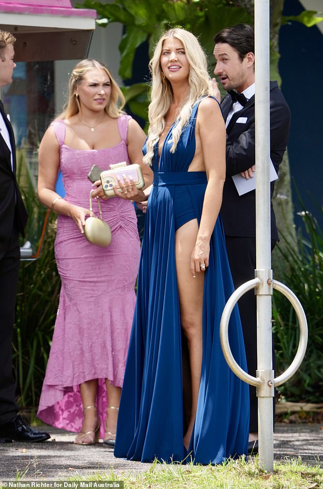 Who could forget braless Love Island star Anna McEvoy in a head-to-toe leg-baring blue jumpsuit at her friend Tammy Hembrow's wedding in Bryon Bay last month?