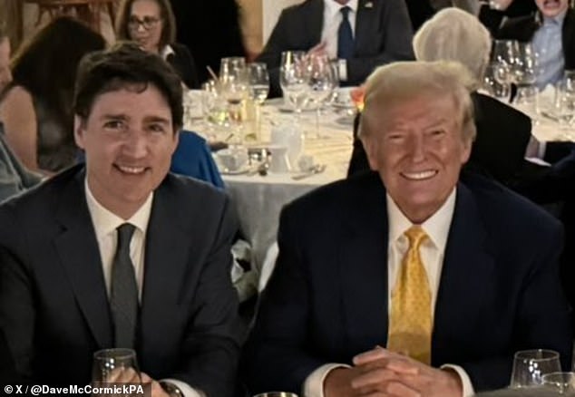 ALL SMILES: President-elect Donald Trump's (right) suggestion that Canada become the 51st state prompted a nervous laugh from Canadian Prime Minister Justin Trudeau (left) and laughter at the table.