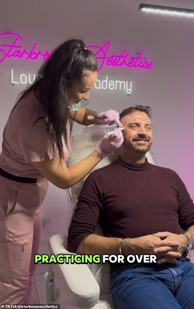 Birmingham-based clinic @starbrowsaesthetics has shared male clients receiving procedures on TikTok