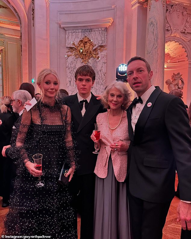 Apple's mother Gwyneth attended with her ex-husband Chris Martin and son Moses, 18, as well as her mother Blythe Danner, to celebrate.