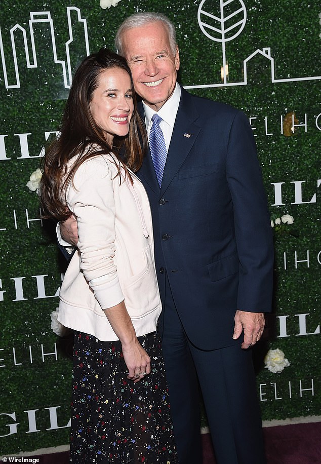 The Duke and Duchess of Sussex, who insisted they would remain politically neutral in public ahead of the state's presidential election in November, are now connected to the First Daughter (pictured with President Biden in 2017), 43, through a non-partisan initiative.