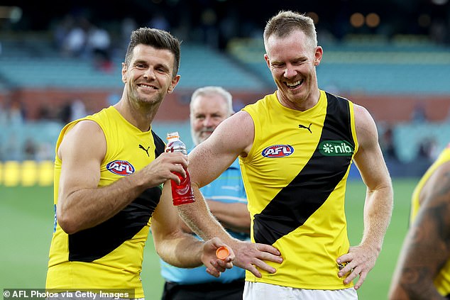 It comes as the Tigers will also keep the jerseys of retired AFL stars Trent Cotchin (left) and Jack Riewodlt (right) on ice for 2025.