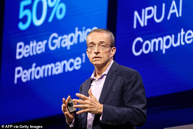 Intel CEO Pat Gelsinger speaks at the Taipei Nangang Exhibition Center during Computex 2024, in Taipei on June 4, 2024