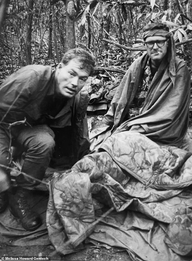 Bob Howard (left) with his team leader, Staff Sergeant Paul Poole on a reconnaissance patrol in late 1967 - a year before the devastating ambush in Laos