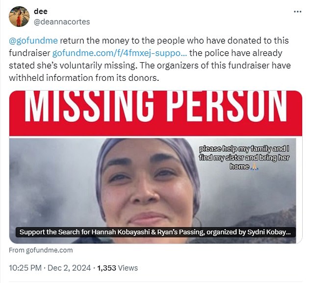 1733242465 733 Hannah Kobayashi GoFundMe donors demand answers as missing woman from