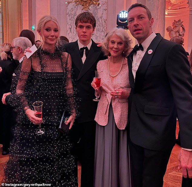 Apple's mother Gwyneth was present to celebrate her along with ex-husband Chris Martin and their son Moses, 18, and her mother Blythe Danner