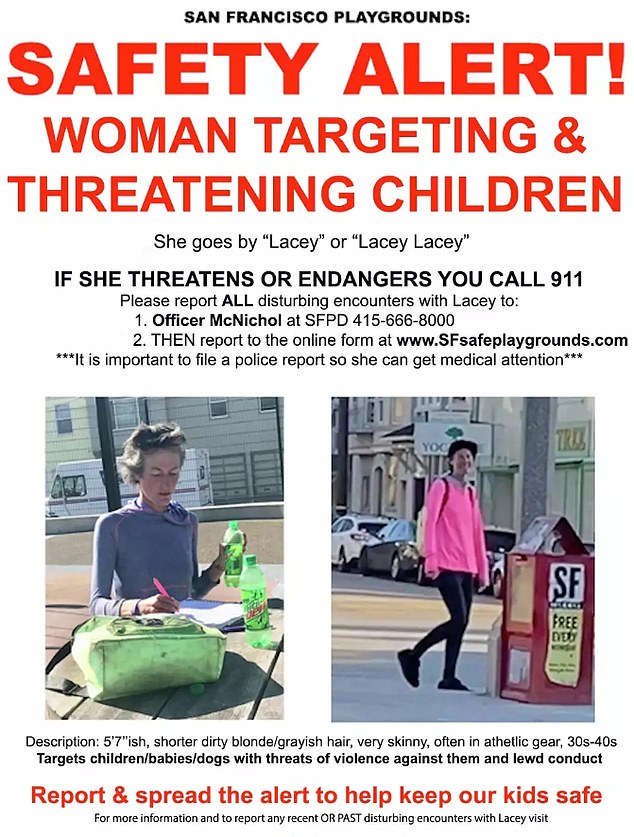 Parents have reported terrifying encounters with Andrews over the past four years and have even posted leaflets warning about her.