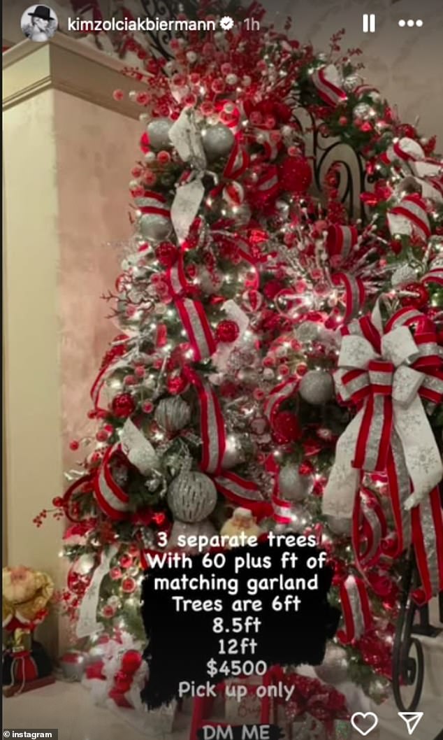 Amid Kim's financial woes, she has been keeping busy selling fake Christmas trees on her Instagram stories.