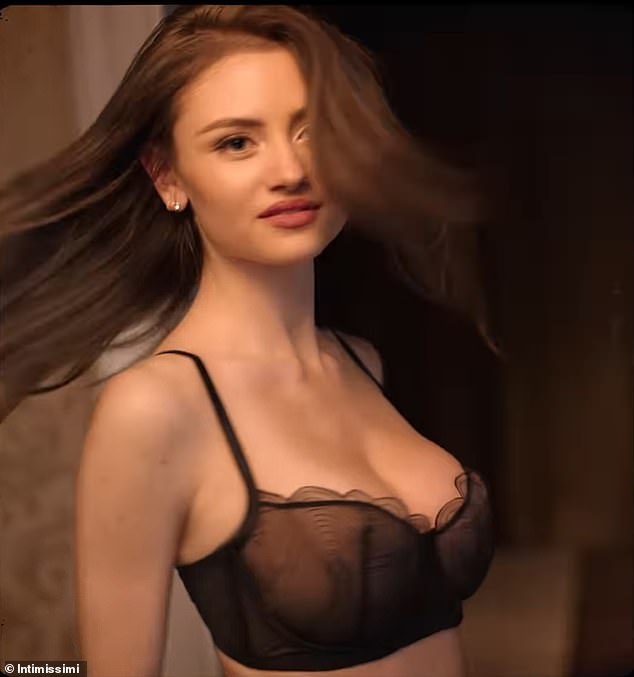 The supermodel, 51, joined her eldest son, 20, for another underwear clip in which she filmed nepo babe Leni modeling a sheer bra while pouting for the camera.