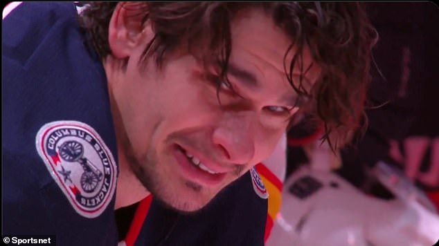 Many viewers couldn't help but notice that Sean Monahan was overcome with emotion.