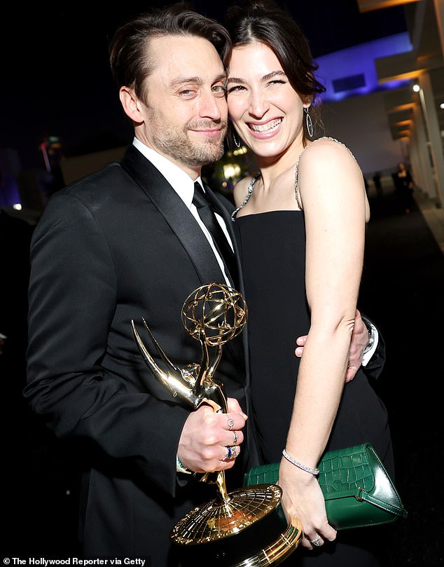 Kieran is pictured with Jazz at the Primetime Emmy Awards Governor's Gala at the Peacock Theater in January, just after winning Best Actor in a Drama Series for Succession