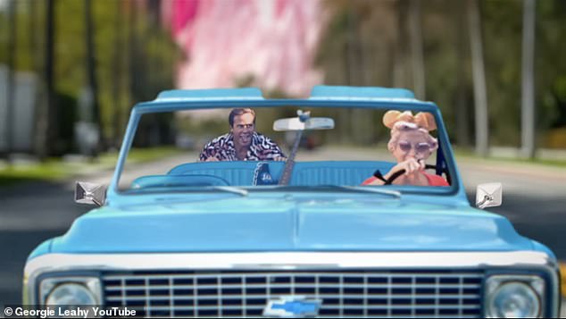 Hammer's blink-and-you-miss-it cameo takes place in a stylized scene in the music video Typically Squeeze in which Leahy drives a classic convertible through a cartoonish version of Hollywood