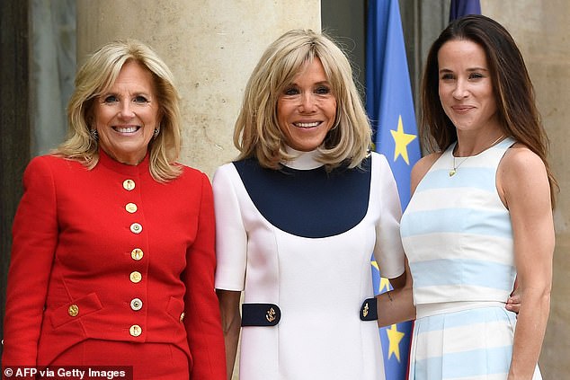 Ashley Biden, right, with her mother Jill, left, and France's first lady Brigitte Macron in Paris last year.