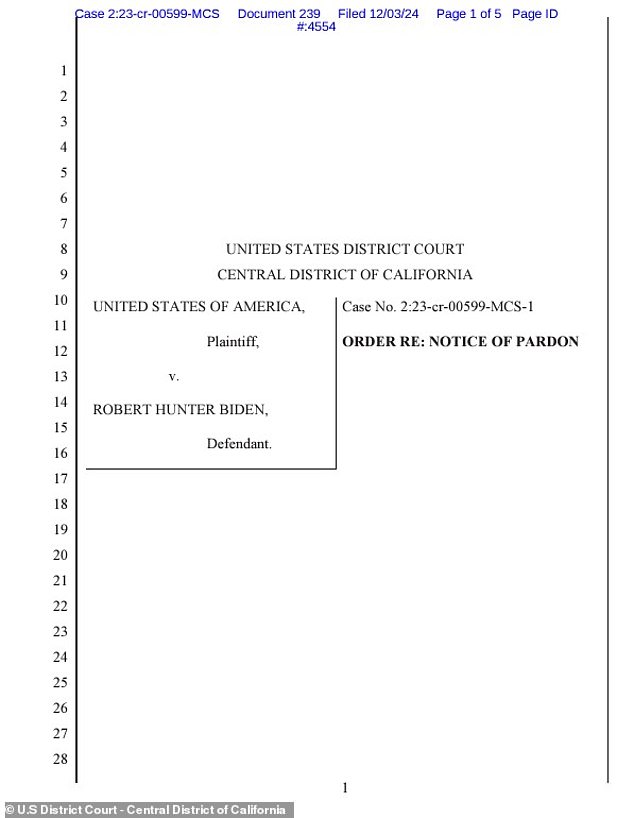 Los Angeles District Judge Mark Scarsi indicated he would dismiss the case once the pardon is formally received in a blistering five-page order