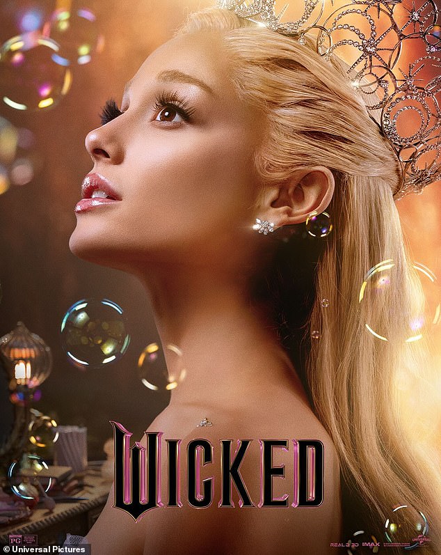 Ariana plays the 'good' witch Glinda in Jon Chu's live-action film Wicked