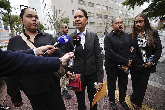 Daughters Kristal Hilaire (pictured centre) told media outside court that the family is preparing to appeal the sentence and bring their mother back to Perth.