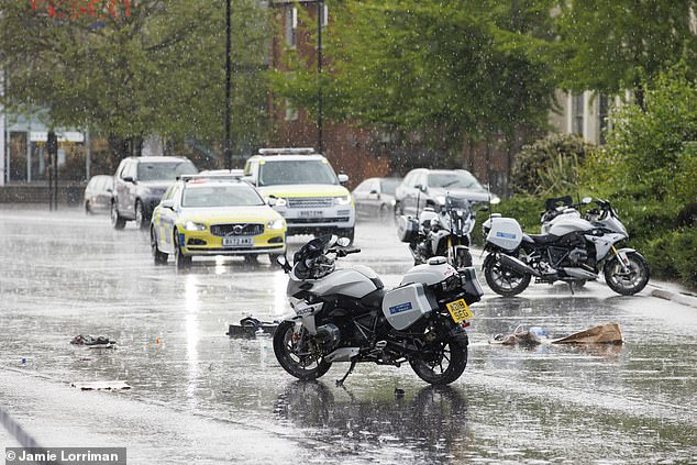 The charge alleges that he caused Ms Holland's death by driving a BMW R1200 motorcycle on West Cromwell Road without due care and attention. In the image: the scene of the accident.