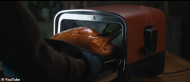 In the advertisement for Ninja kitchen appliances, Beckham uses a wood-burning oven indoors, even though the brand's own user manual indicates that it should only be used outdoors.