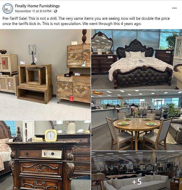 Dallas-based furniture retailer Finally Home Furnishings posted a warning on Facebook