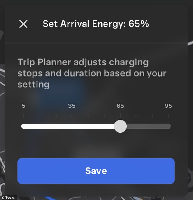 A useful new navigation feature allows drivers to set the desired battery power level upon arrival.