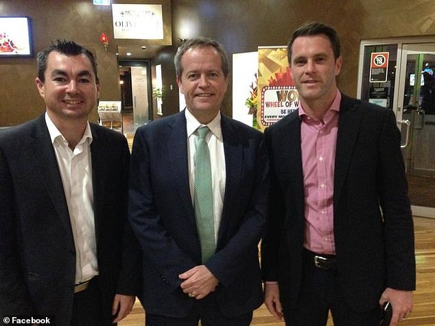 McMahon has repeatedly posted images of himself and Minns at political events in the decade since his departure from politics (pictured center, former federal minister Bill Shorten).